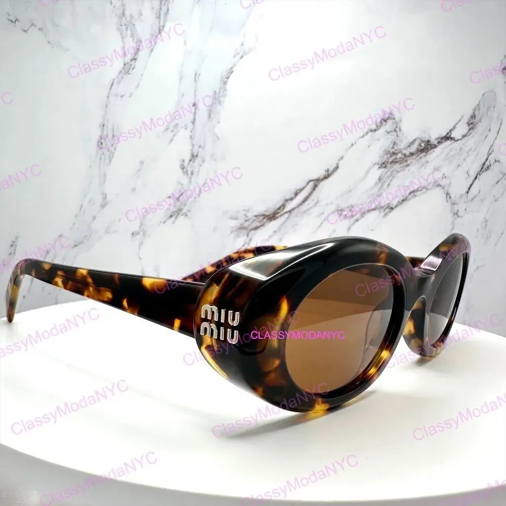 New MIU MIU Sunglasses Brown Tortoise Oval Womens Reverie